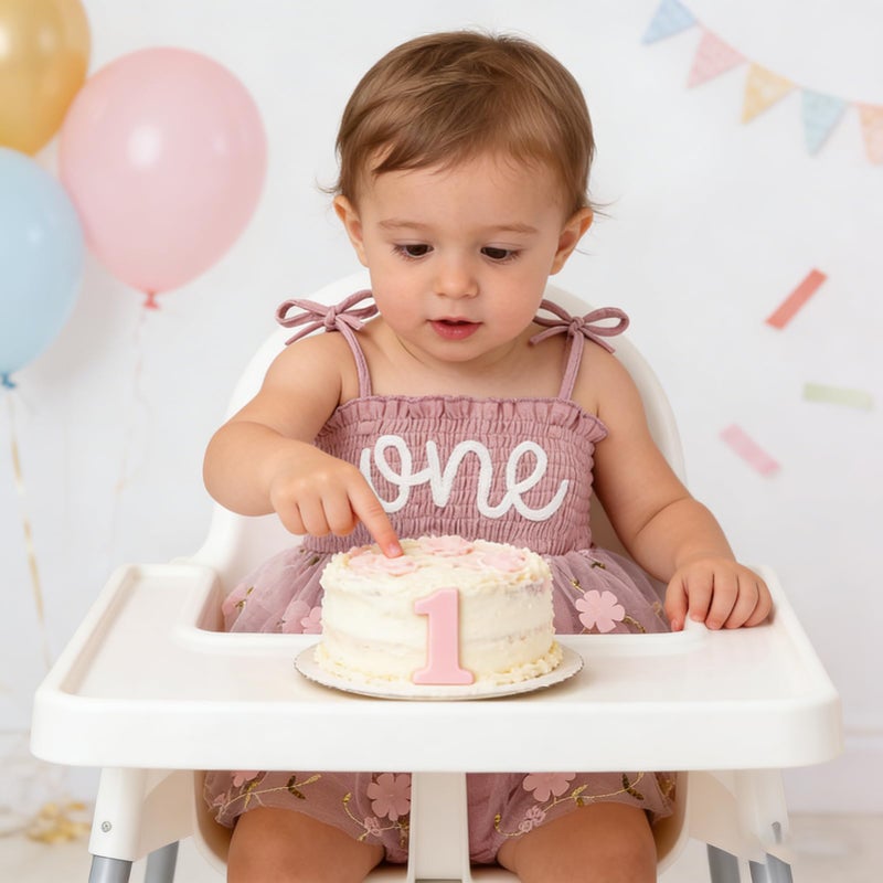 TITKKOP Baby Girl 1st Birthday Clothes One Year Old Tulle Romper Sleeveless Bodysuit Cake Smash Outfits(Flesh pink,12-18M) - Image 2