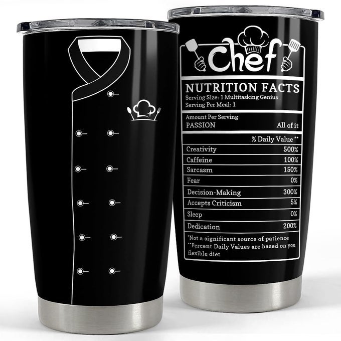GIFTS FOR WOMEN MEN CHEF TUMBLER 20OZ CHEF STAINLESS STEEL INSULATED TUMBLERS COFFEE TRAVEL MUG CUP CHEFS GIFTS FOR BIRTHDAY CHRISTMAS COOK LOVERS GIFT