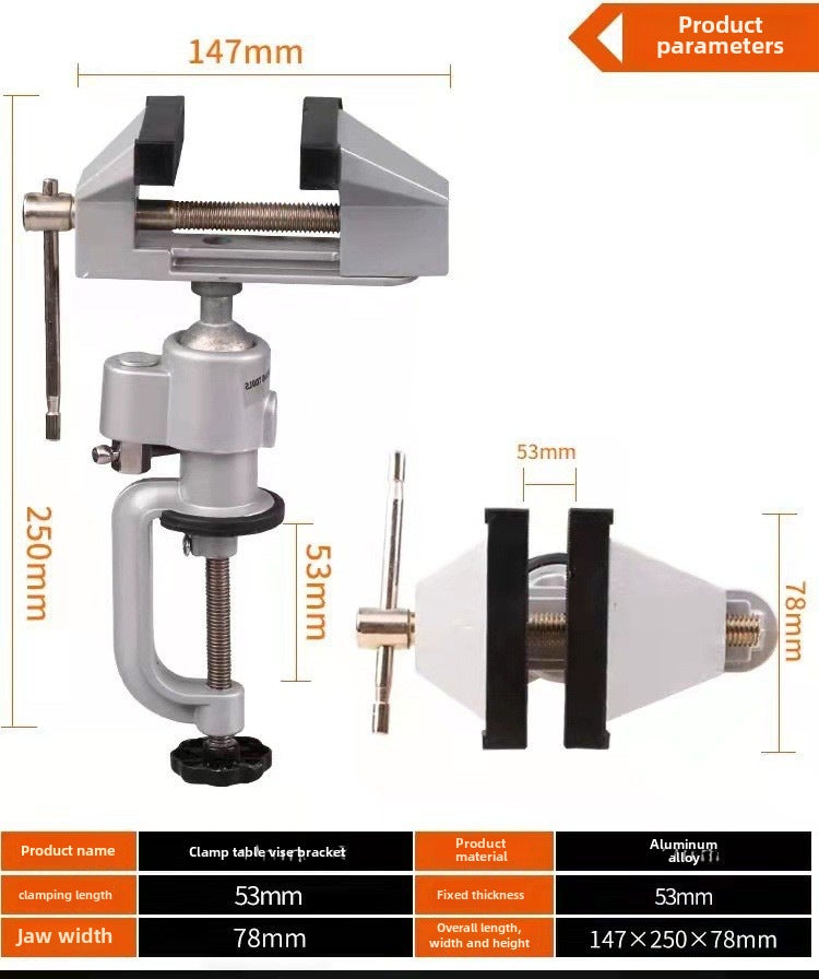 Multifunctional Aluminum Alloy Rotating Vise Electric Drill Bench Vise Mini Hand Drill Electric Grinder Angle Grinder Universal Bracket(C angle grinder bracket) - Image 1