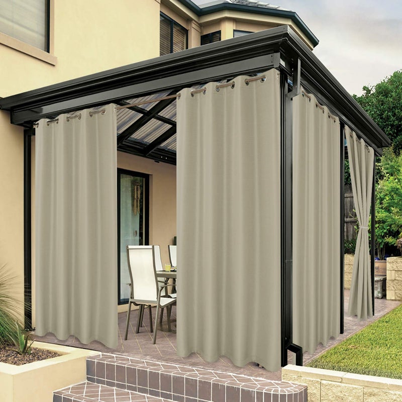 BONZER BONZER Outdoor Curtains for Patio Water Resistant Heavy Privacy Sunlight Blocking Grommet Outside Curtains for Porch Pergola Gazebo 1 Panel 84W x 108L inch Taupe