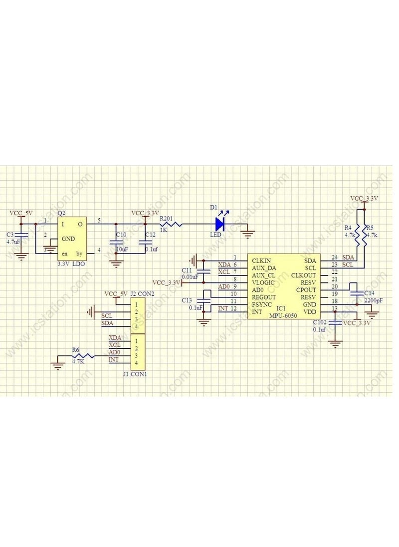 Excefore - MPU 6050 Module, 3 Axis Analog Gyro Sensors Accelerometer 3-5V - Image 1