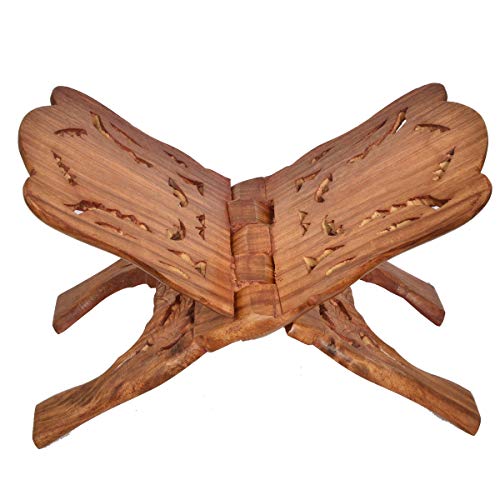 Classical Youth ABW Folding Hand-Crafted Full Chilayi Book Stand/Holder/Rest/Keep for Home/Work Space/Religious Places (Rose-Wood, Brown, 15 Inches) - Image 1