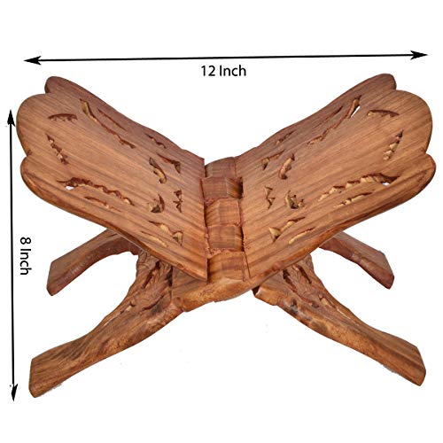 Classical Youth ABW Folding Hand-Crafted Full Chilayi Book Stand/Holder/Rest/Keep for Home/Work Space/Religious Places (Rose-Wood, Brown, 15 Inches) - Image 3