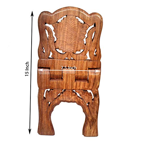 Classical Youth ABW Folding Hand-Crafted Full Chilayi Book Stand/Holder/Rest/Keep for Home/Work Space/Religious Places (Rose-Wood, Brown, 15 Inches) - Image 2