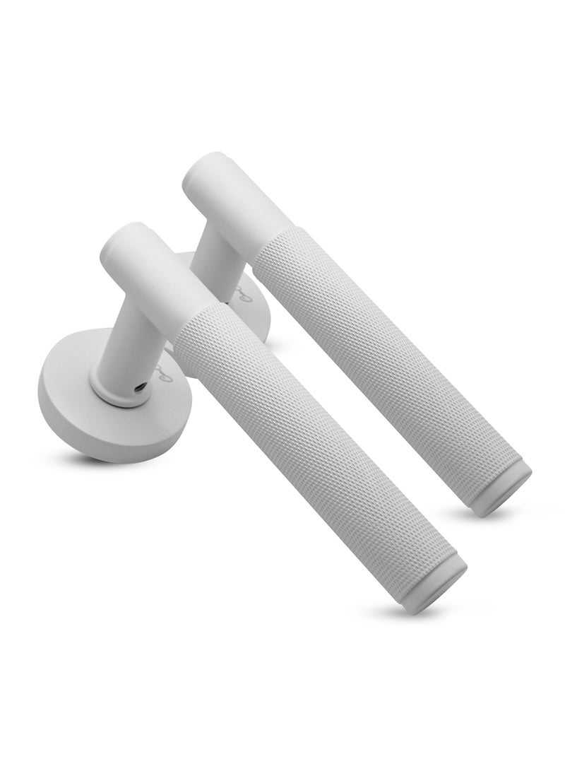 CINCINNO Fidelis/A Premium Anti-Rust Brass Door Handle Pair – Durable & Stylish for Home & Office, UV Protection, 2-Year Color & 5-Year Mechanical Warranty, Salt Spray Tested (Matt white)  - Image 1