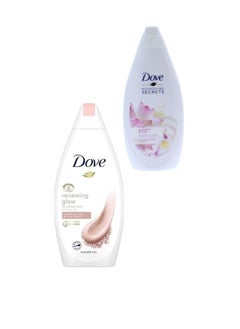 Dove Dove Renewing Glow Pink Clay Shower Gel, 250 ml-Dove Body Wash Lotus Flower Extract and Rice Water 250ml 