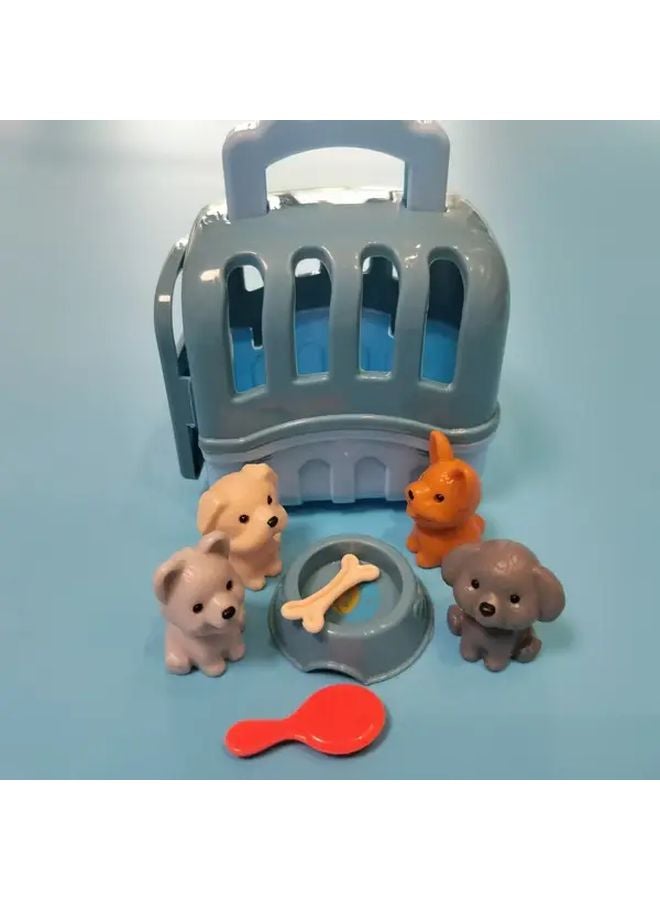 Childrens Pet Play House Set 8 Piece Random Color Dog Basket Cage Toy Gift - Image 4