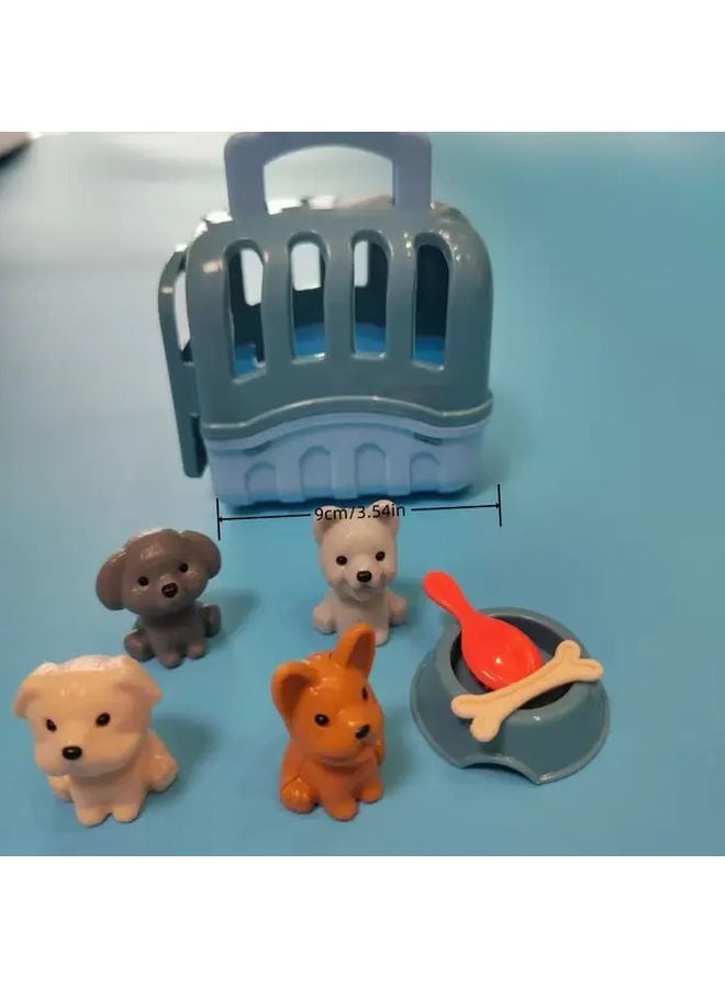 Childrens Pet Play House Set 8 Piece Random Color Dog Basket Cage Toy Gift - Image 2