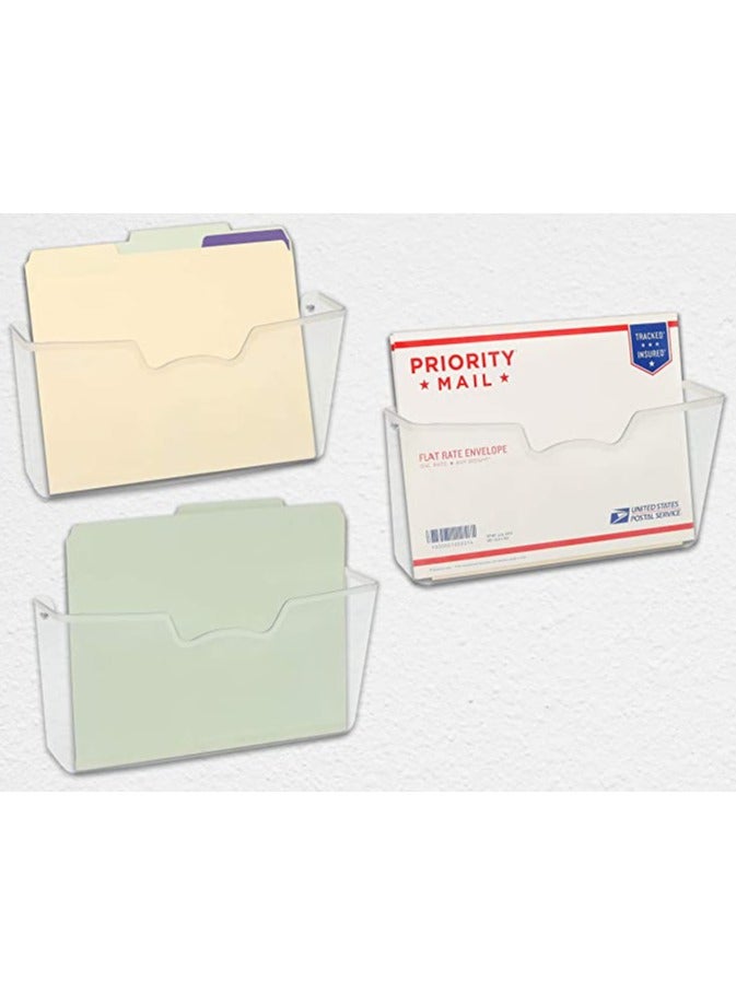 SMARTPOINTS 3 Pack - Simple Houseware Clear Single Pocket Wall Mount File Holder - Image 1