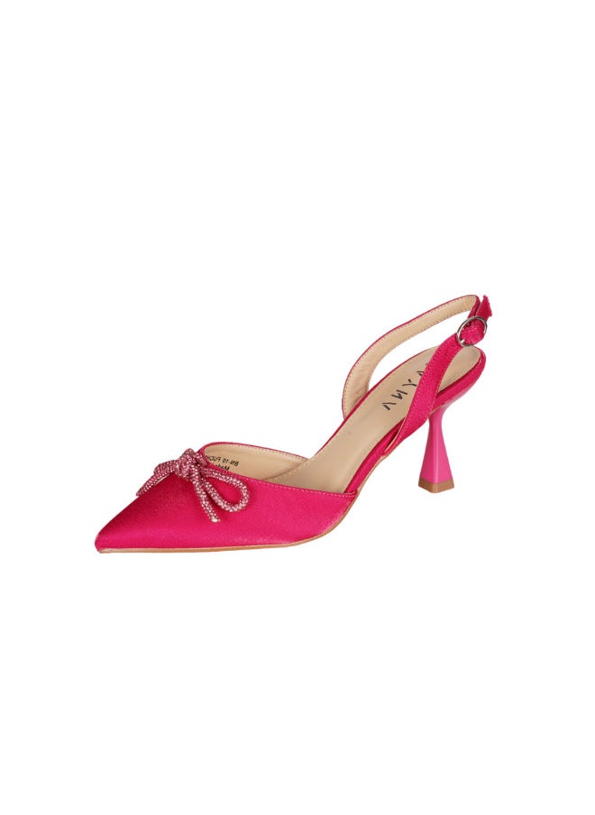 ZAYNA 221-18 Zayna Ladies  Fashion Mid Heel  Backstrap  Sandals BN-10 Fuchsia  - Image 3