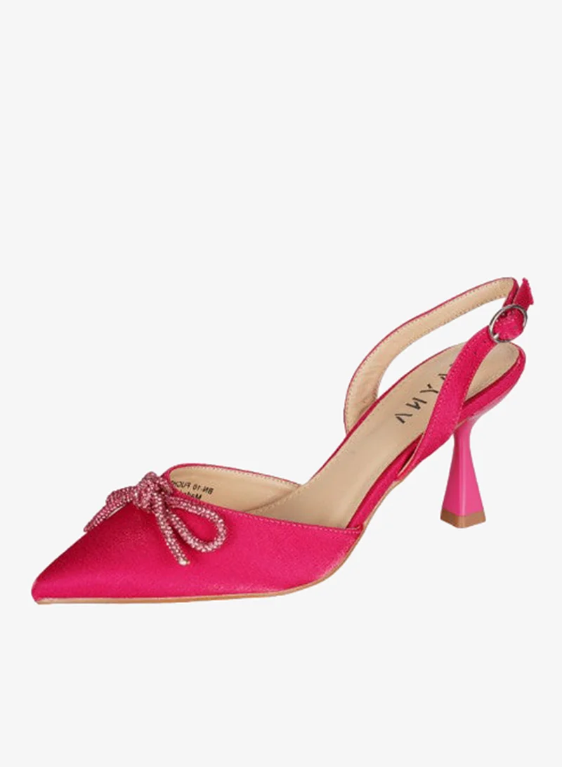 Zayna Fuchsia 221-18 Zayna Ladies  Fashion Mid Heel  Backstrap  Sandals BN-10 Fuchsia for Women | Best Price UAE