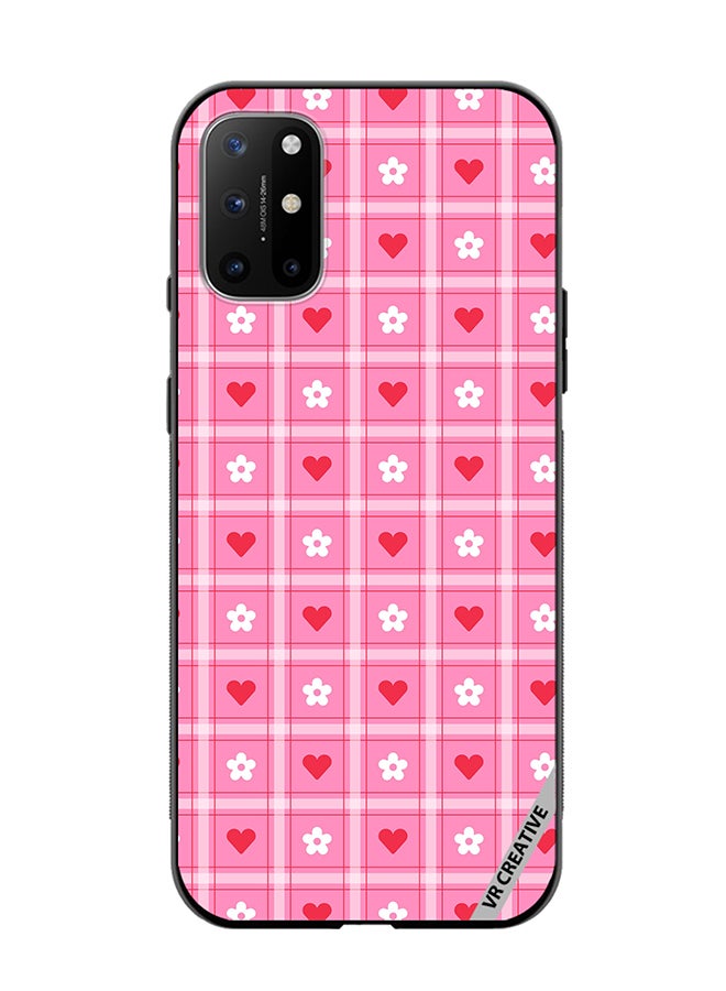 VR CREATIVE Protective Case Cover For OnePlus 8T Cute Heart Love Daisy Flower Red Pink Design Multicolour - Image 1