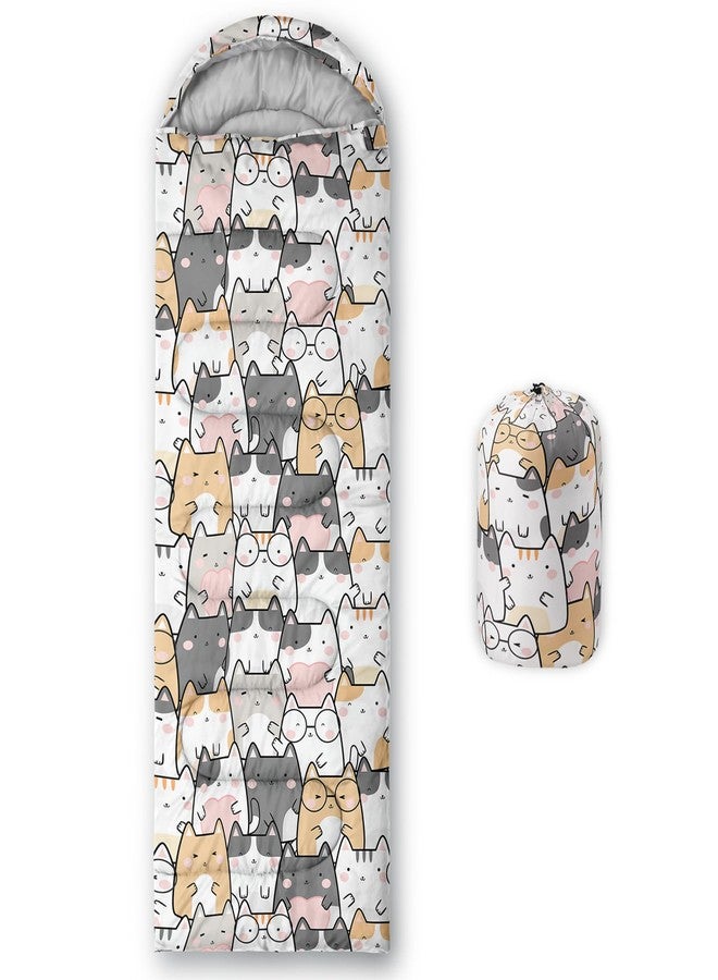 QOOMO Kawaii Cat Printed Camping Sleeping Bags,3 Season Warm & Cool Weather,Lightweight,Waterproof Sleeping Bags for Adults Kids Girls,Traveling,and Outdoors,Camping Gear Equipment,31x90inch - Image 1