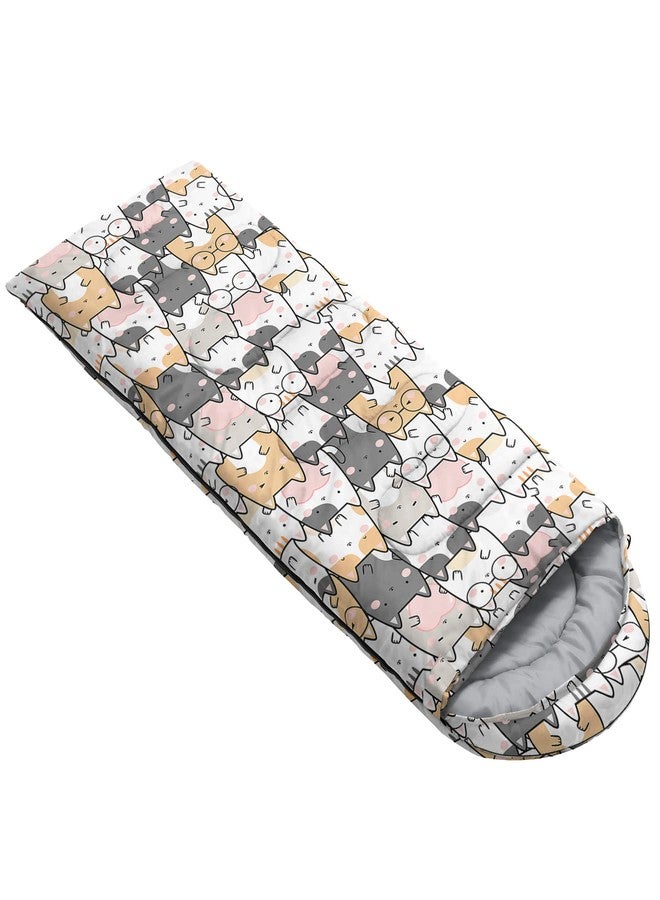 QOOMO Kawaii Cat Printed Camping Sleeping Bags,3 Season Warm & Cool Weather,Lightweight,Waterproof Sleeping Bags for Adults Kids Girls,Traveling,and Outdoors,Camping Gear Equipment,31x90inch - Image 4