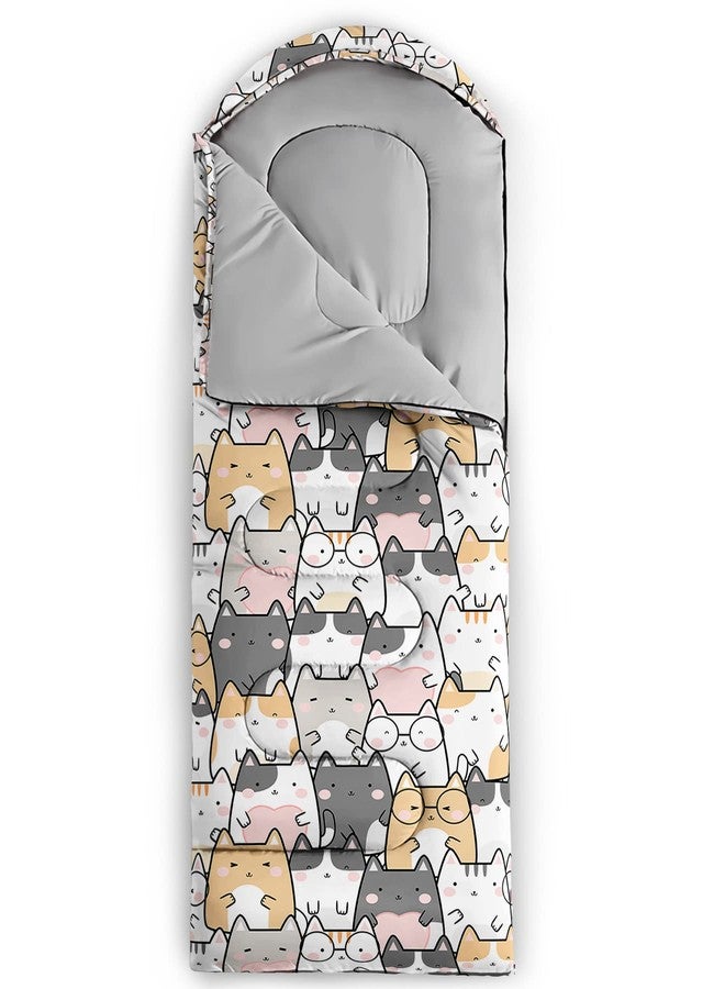 QOOMO Kawaii Cat Printed Camping Sleeping Bags,3 Season Warm & Cool Weather,Lightweight,Waterproof Sleeping Bags for Adults Kids Girls,Traveling,and Outdoors,Camping Gear Equipment,31x90inch - Image 3
