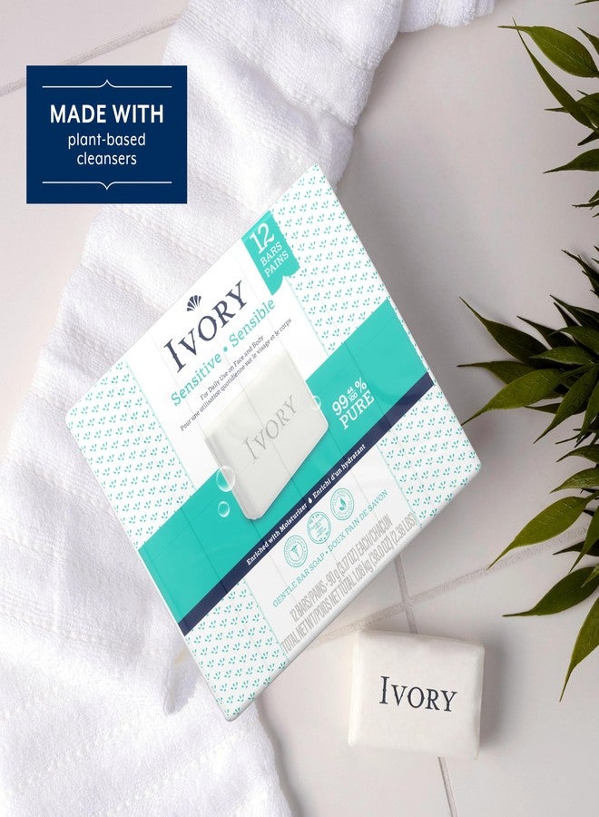 Ivory Sensitive Bar Soap, Designed for Whole Family, Fragrance Free, 99.44% Pure Formula, Plant-Based Cleanser, Made Without Heavy Perfume, Parabens, Phthalates, For All Skin Types, 3.17 oz (12 Count) - Image 5
