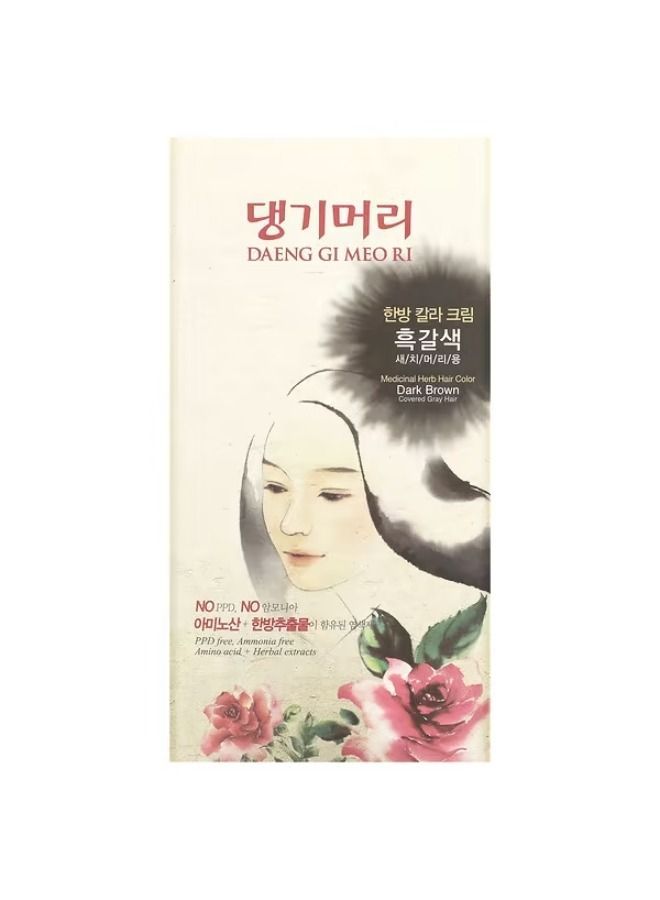 DOORI COSMETICS Doori Cosmetics, Daeng Gi Meo Ri, Medicinal Herb Hair Color, Dark Brown, 1 Kit