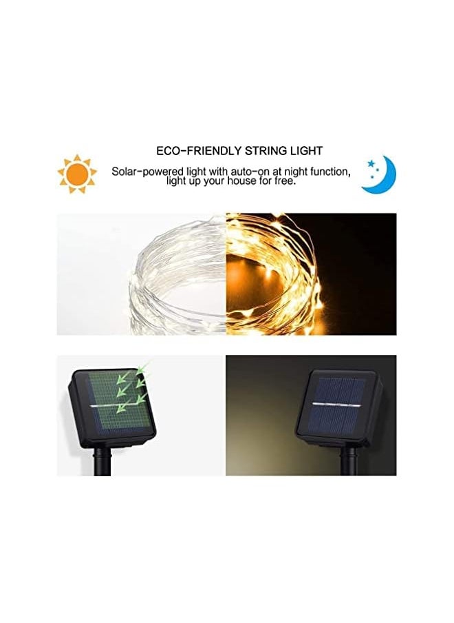 The Bros String Lights, 2Pack 33ft 100LEDs Copper Wire Outdoor Fairy Waterproof Christmas Lights 8 Modes Solar Powered Fairy Lights for Home, Gardens, Patios, Weddings and Parties Warm White  - Image 3