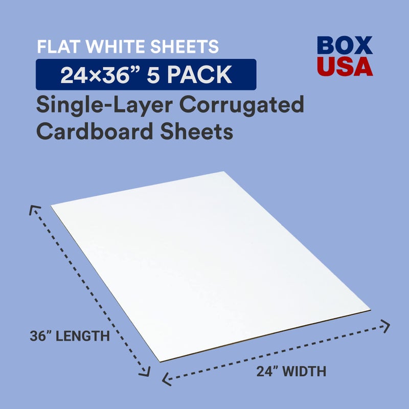 Box USA Shipping Cardboard Sheets 24"L x 36"W, 5-Pack | Corrugated Sheets for Packing, Moving and Storage Supplies 2436 - Image 2