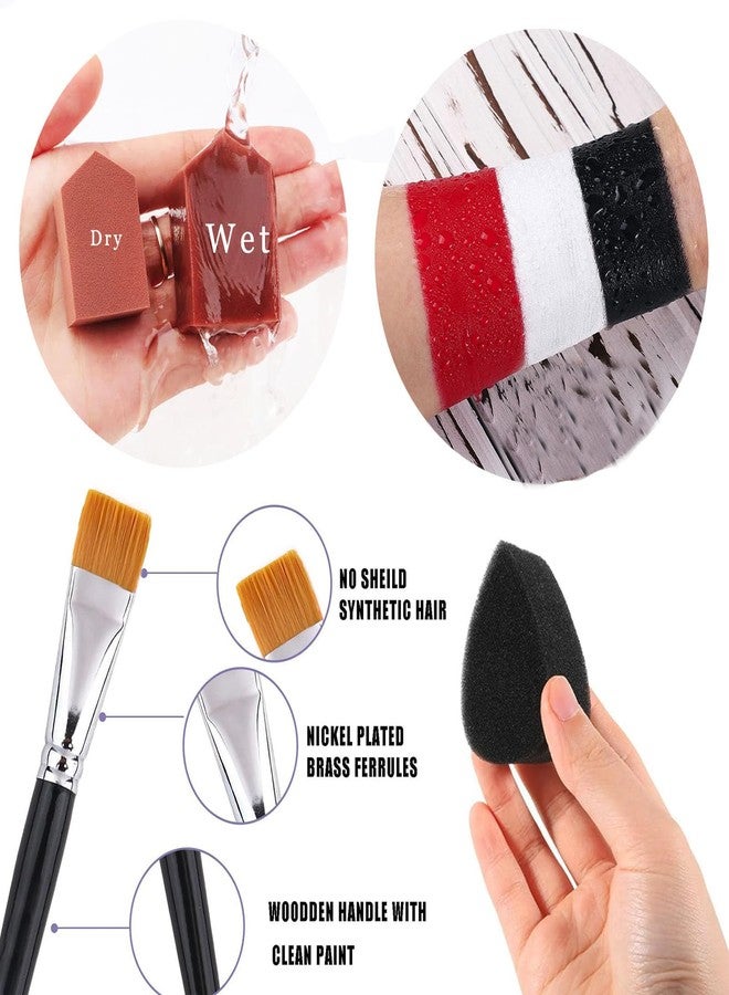 SeunKieer Black + White + Red Face Body Paint, Water-Based Face Painting Kit Professional, Large Capacity SFX Makeup Set with brush & Powder puff, Sponge for Halloween Makeup Clown, Cosplay, Stage - Image 3