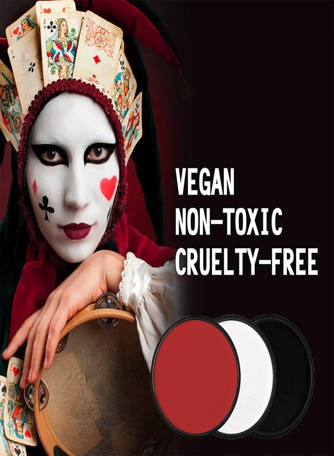 SeunKieer Black + White + Red Face Body Paint, Water-Based Face Painting Kit Professional, Large Capacity SFX Makeup Set with brush & Powder puff, Sponge for Halloween Makeup Clown, Cosplay, Stage - Image 5