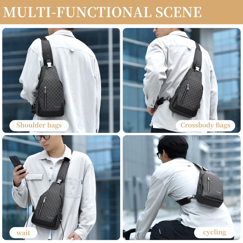 FSD.WG FSD. WG sling Backpack for Men Chest Bag Crossbody Shoulder Bags Travel Hiking Bag Purse for Men with Water Resistant - Image 2