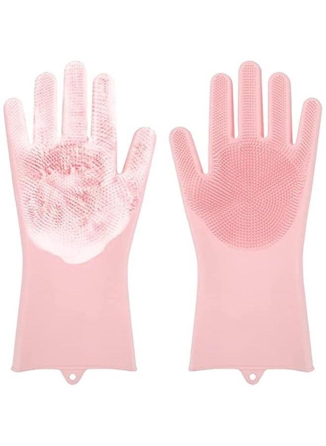Generic Silic Dishwashing Gloves for Kitchen Silic Scrub Cleaning GlovesReusable Rubber Washing Gloves  - Image 1