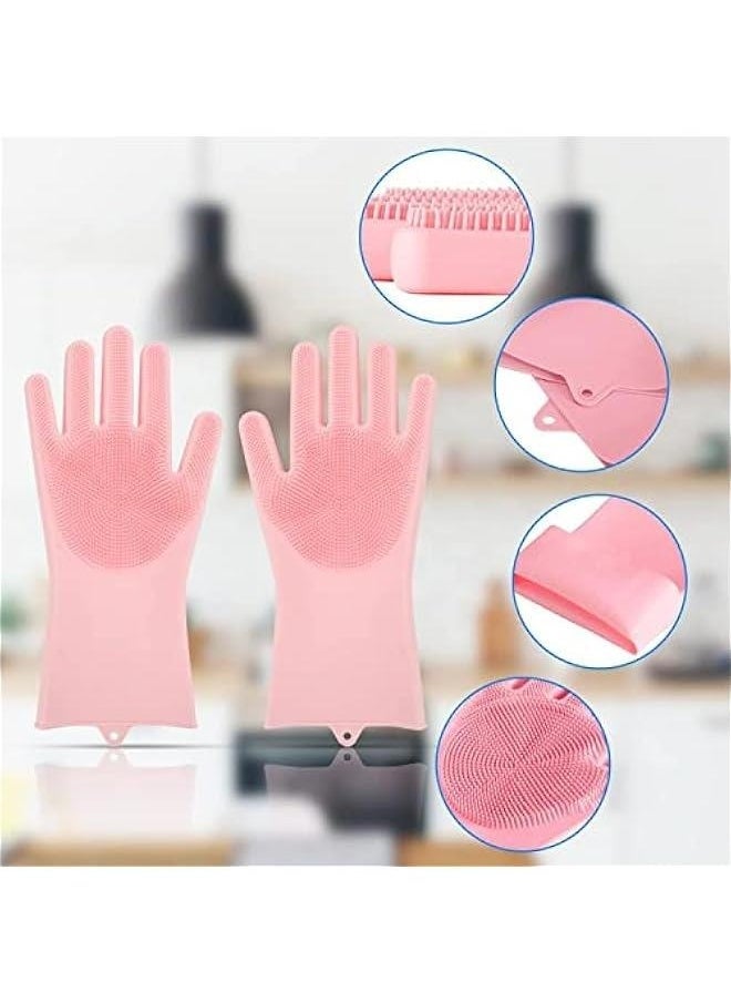 Generic Silic Dishwashing Gloves for Kitchen Silic Scrub Cleaning GlovesReusable Rubber Washing Gloves  - Image 3