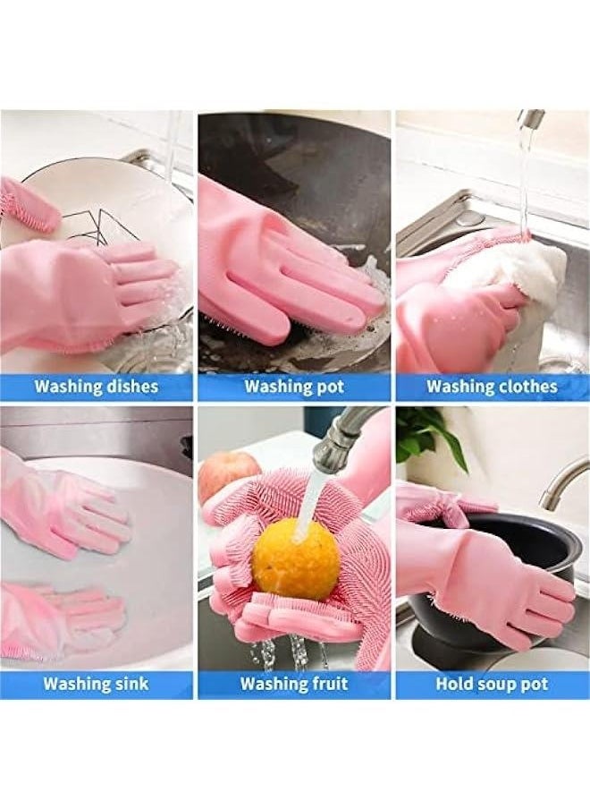 Generic Silic Dishwashing Gloves for Kitchen Silic Scrub Cleaning GlovesReusable Rubber Washing Gloves  - Image 4