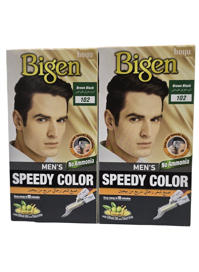 BIGEN MENS SPEEDY HAIR COLOR 102 BROWN BLACK (2PCS PACK) - Image 1