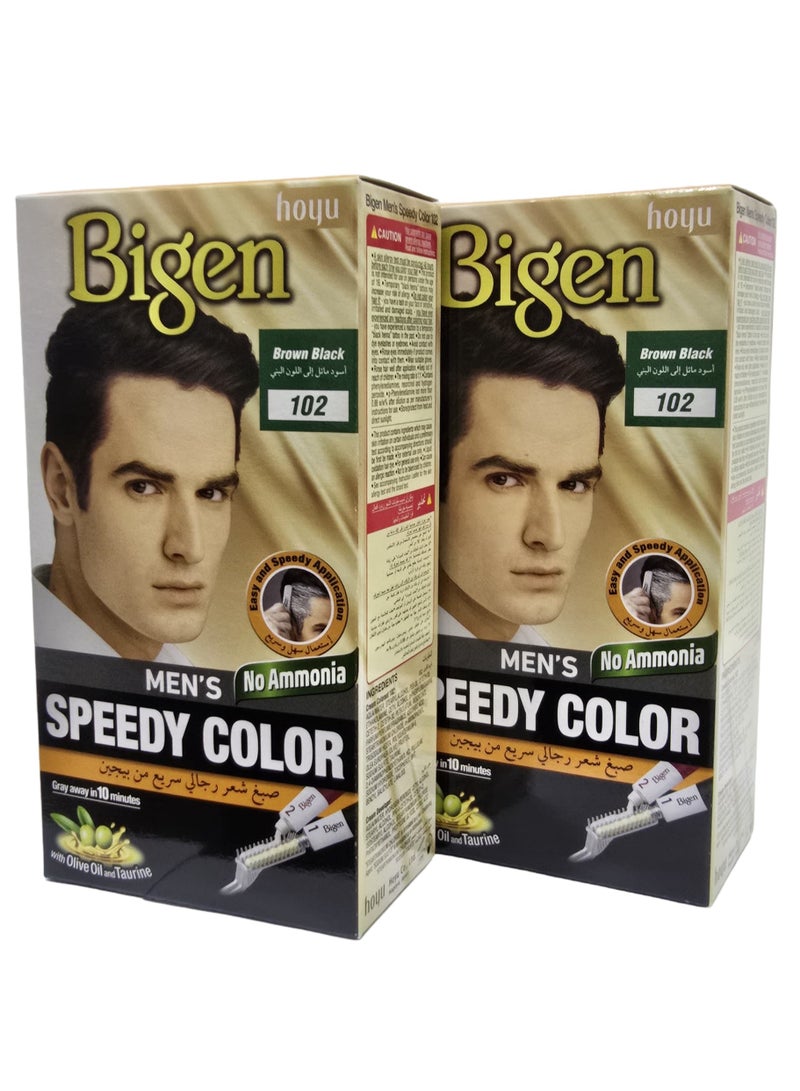 BIGEN MENS SPEEDY HAIR COLOR 102 BROWN BLACK (2PCS PACK) - Image 2