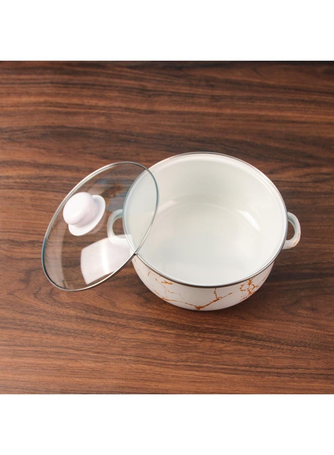 Tradeo Marble Print Enamel Casserole Set with Lid, 6 Pieces Multipurpose Cooking Pots Set - Image 2