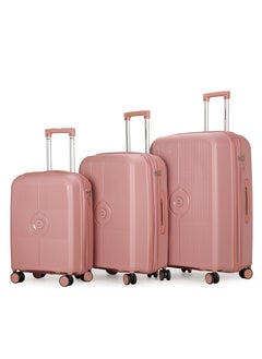 كابينبرو Unisex Expandable PP Fashion Trolley Luggage Set Lightweight Hard Shell Spinner luggage with 360° Degree 4 Twin Wheel and Double Zippers CP003-Rose Gold  - Image 1