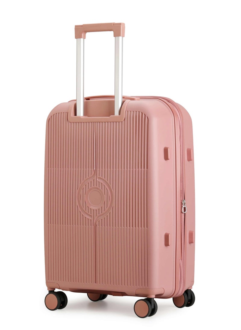 CABINPRO Unisex Expandable PP Fashion Trolley Luggage Set Lightweight Hard Shell Spinner luggage with 360° Degree 4 Twin Wheel and Double Zippers CP003-Rose Gold  - Image 3