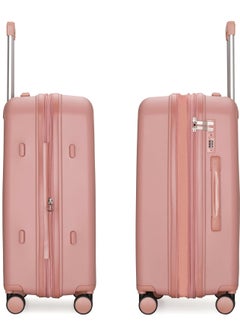 كابينبرو Unisex Expandable PP Fashion Trolley Luggage Set Lightweight Hard Shell Spinner luggage with 360° Degree 4 Twin Wheel and Double Zippers CP003-Rose Gold  - Image 4