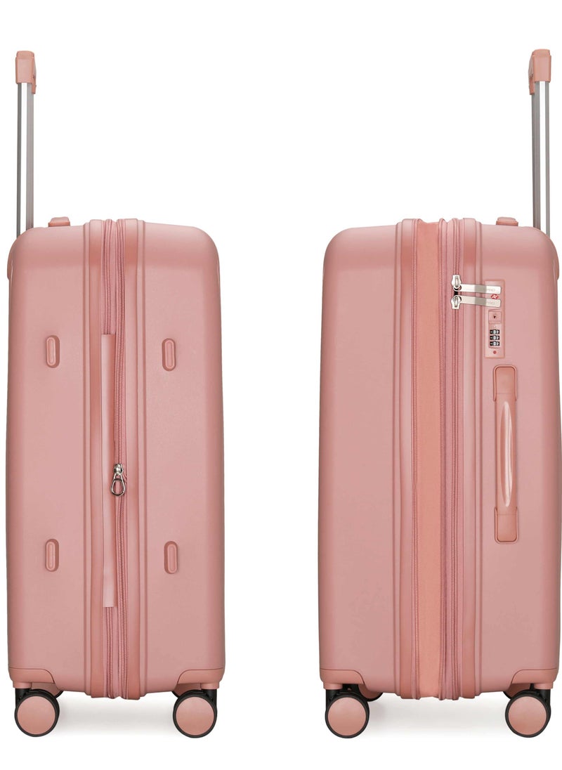 CABINPRO Unisex Expandable PP Fashion Trolley Luggage Set Lightweight Hard Shell Spinner luggage with 360° Degree 4 Twin Wheel and Double Zippers CP003-Rose Gold  - Image 4