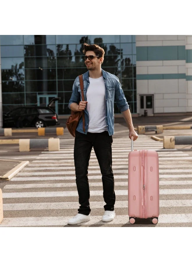 Cabinpro rose Unisex Expandable PP Fashion Trolley Luggage Set Lightweight Hard Shell Spinner luggage with 360° Degree 4 Twin Wheel and Double Zippers CP003 Rose  | Best Price UAE