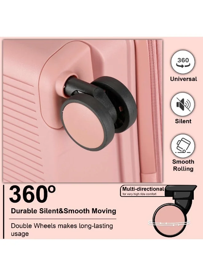 Cabinpro rose Unisex Expandable PP Fashion Trolley Luggage Set Lightweight Hard Shell Spinner luggage with 360° Degree 4 Twin Wheel and Double Zippers CP003 Rose  | Best Price UAE
