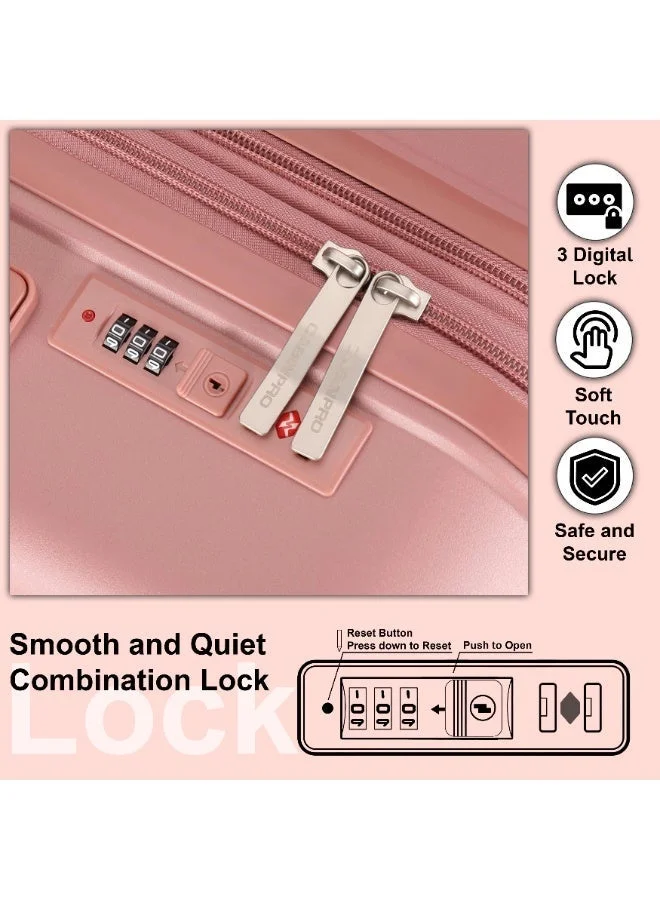 Cabinpro rose Unisex Expandable PP Fashion Trolley Luggage Set Lightweight Hard Shell Spinner luggage with 360° Degree 4 Twin Wheel and Double Zippers CP003 Rose  | Best Price UAE
