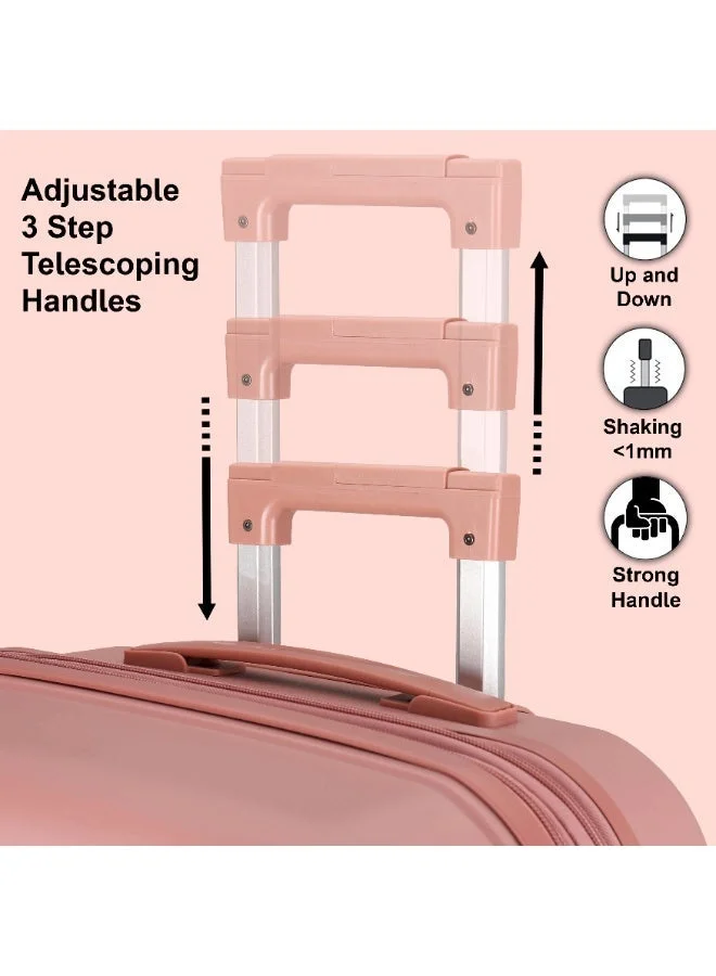 Cabinpro rose Unisex Expandable PP Fashion Trolley Luggage Set Lightweight Hard Shell Spinner luggage with 360° Degree 4 Twin Wheel and Double Zippers CP003 Rose  | Best Price UAE