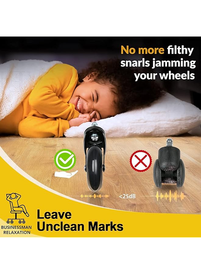 erorex Office Chair Wheels Heavy Duty Casters Set Of 5 Caster Wheels 3 Inch Suitable For All Floors Carpet Hardwood Rubber Replacement Casters For Computer Chairs Game Chairs Desk Chairs Black - Image 3