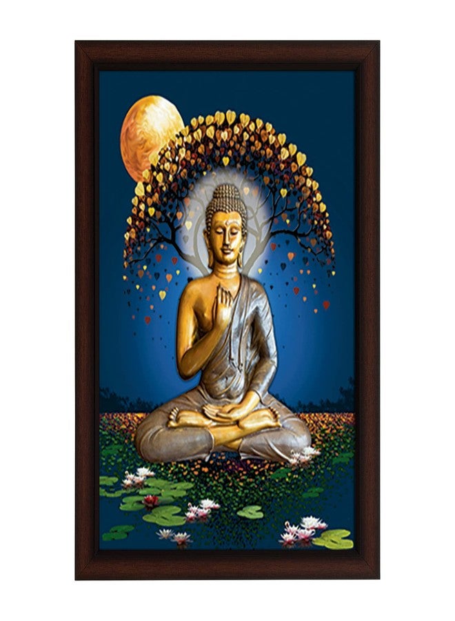 Masstone Buddha Paintings for Living Room | Lord Buddha Painting with Frame (35X28 CM) | Gautam Buddha Wall Painting | Wall Paintings for Home Decoration - Image 1