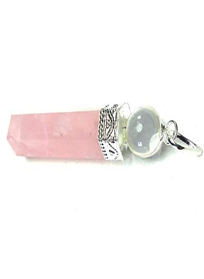 CA AGATE Natural Rose Quartz Pencil Point Pendant Necklace Healing Crystal Gemstone Jewelry - Image 1