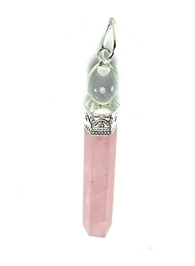 CA AGATE Natural Rose Quartz Pencil Point Pendant Necklace Healing Crystal Gemstone Jewelry - Image 2
