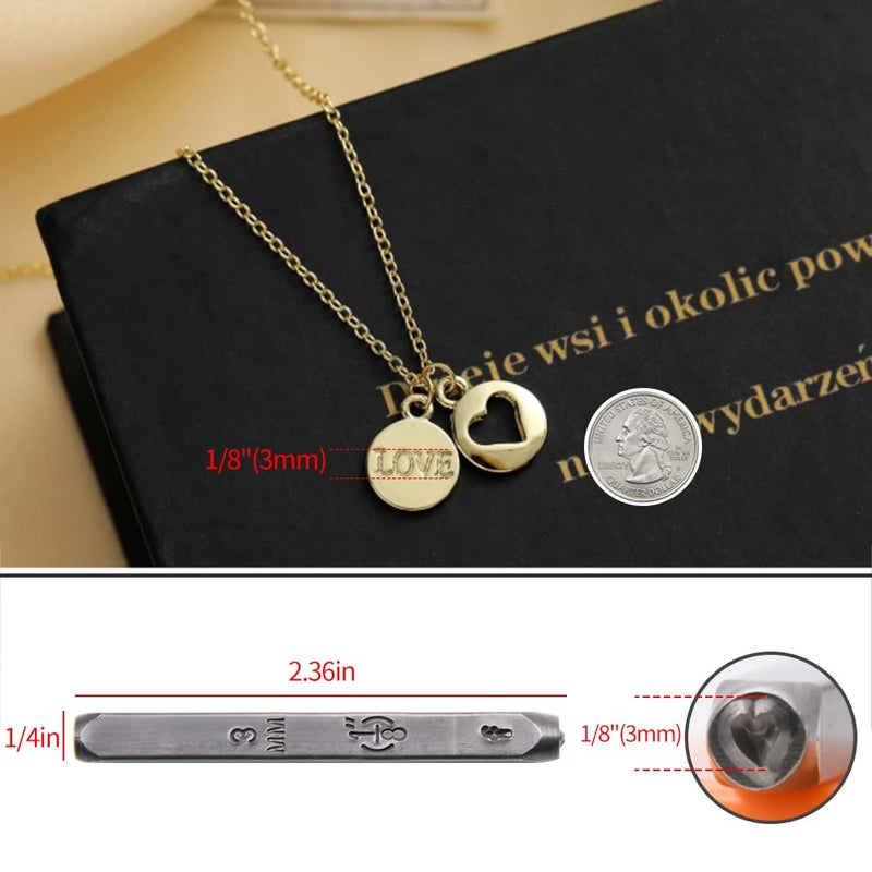 DkOvn 74pcs Metal Stamping Kit, DkOvn Complete Jewelry Making Stamping Tools with 1/8" (3mm) Font Uppercase & Lowercase Letter and Number Punch, Metal Stamping Jig, Hammer and Steel Bench Block(74pcs 3mm) - Image 3