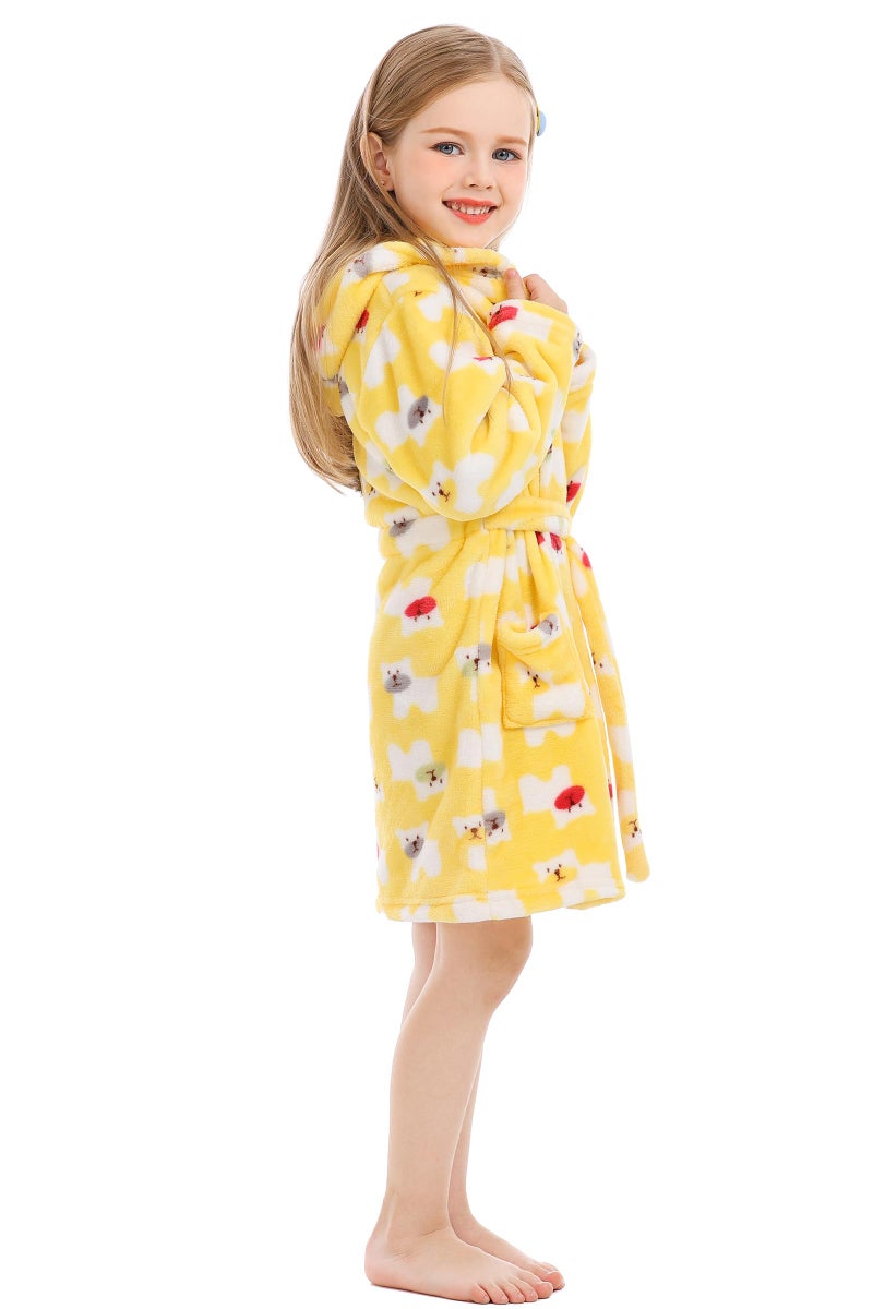 XINNE Robes for Kids Unisex Baby Hooded Dressing Gown Bathrobe Boys Girls Toddlers Pajamas Sleepwear Yellow - Image 5