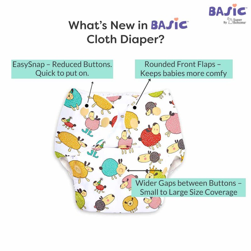 Superbottoms حفاضات قماش متقدمة مضادة للتسرب من سوبر بوتومز للأطفال، ماصة عالية 100% قطن، عبوة كومبو تحتوي على حفاضة قابلة لإعادة الاستخدام ووسادة إدخال، قابلة للغسل، من 3 أشهر إلى 3 سنوات، تقلل من الطفح الجلدي - Image 4