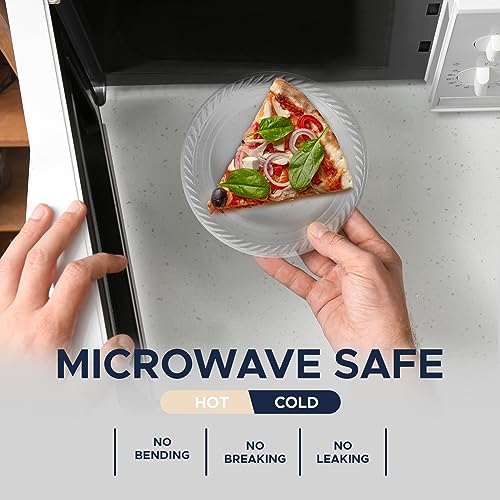 Supreme Select Clear Disposable Plastic Plates [Set of 120 | 7-inch Plates] Elegant Party Dinner Plates-Microwave Safe Plastic Dish Set- Sturdy Rimmed Plates For Weddings, Parties, Kitchen Use - Image 2