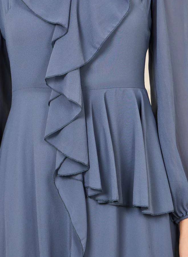 Styli Ruffled Chiffon Dress