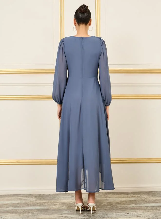 Styli Ruffled Chiffon Dress